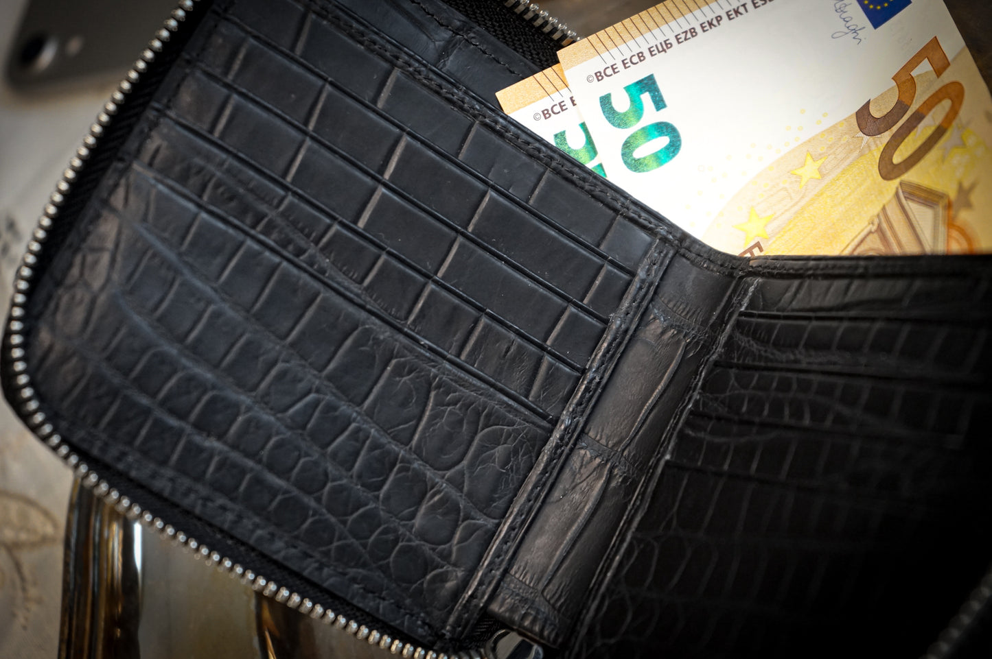 Rounded Square Wallet (両面クロコダイル仕様)